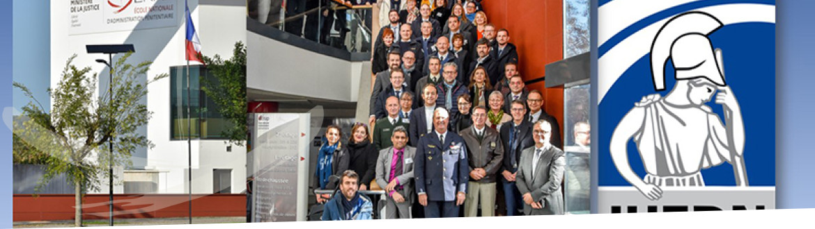 Visuel présentant une photo de l'ÉNAP, la photo de groupe des auditeurs de l'IHEDN à l'ÉNAP, et le logo de l'IHEDN