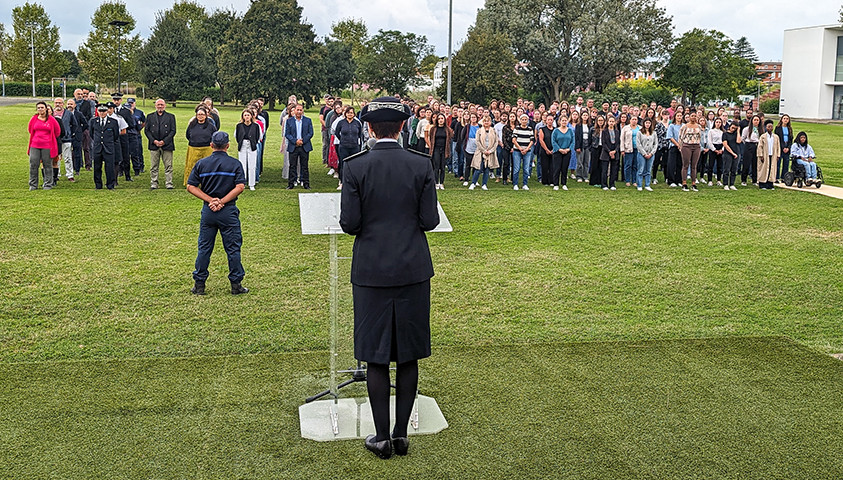 Accueil institutionnel de la 29e promotion de conseillers pénitentiaires d’insertion et de probation (CPIP), de la 4e promotion de CPIP-EST, de la 2e promotion de CPIP-FA, et de la 4e classe prépa’talents.
