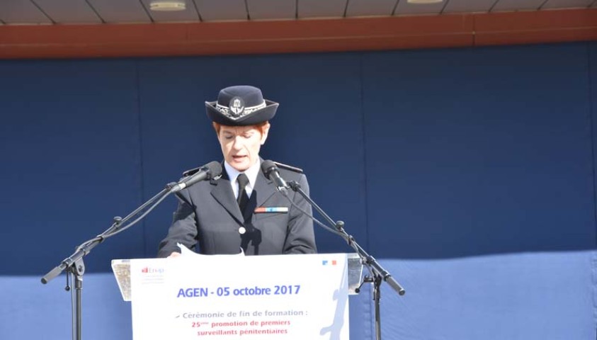 Cérémonie de fin de formation de la 25ème promotion de premiers surveillants « promotion  Bénédicte Brunelle ». Discours de Sophie Bleuet, directrice de l'Enap