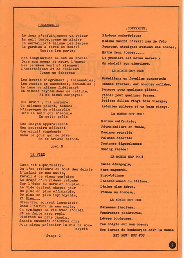 Histoire. L'art en prison. Les arts littéraires - La poésie