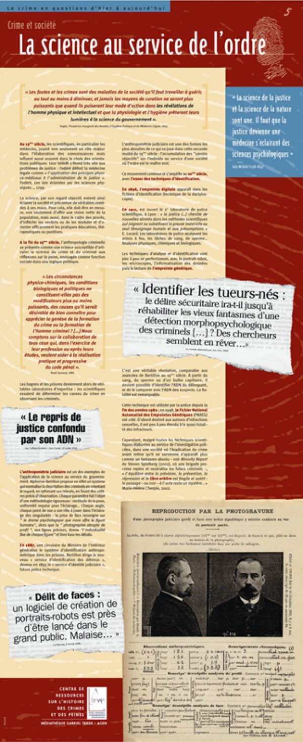 Enap. Expo : le crime en questions, d'hier à aujourd'hui. Crime et société : la science au service de l'ordre